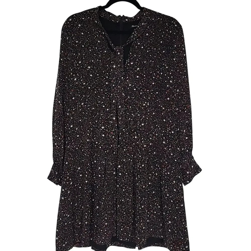 Madewell Balsam Silk Tie-Neck Dress in Starry Night Mediterranean, 12 - Picture 1 of 9